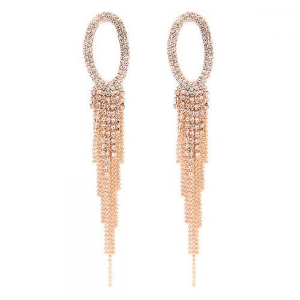 THE CHLOE OVAL CHANDELIER EARRINGS  in CRYSTAL